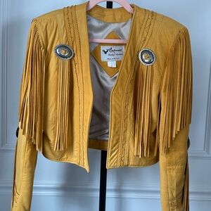 RARE Continental Leathers Fringe Cropped Jacket with Conchos